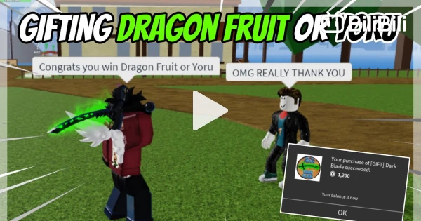 Gifting DRAGON FRUIT or YORU to NOOBS on Blox Fruits, Roblox