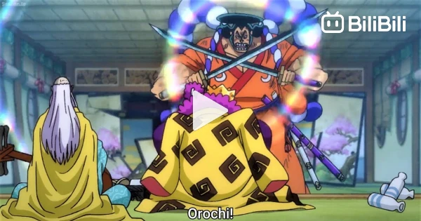 ODEN ATTACKS OROCHI . orochi gets saved by barrier-barrier fruit 