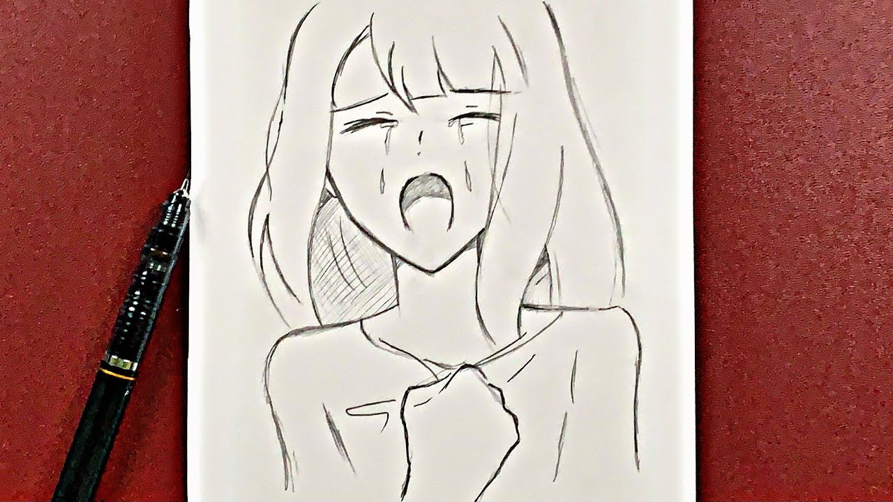 Sad anime girl drawing HD wallpapers  Pxfuel