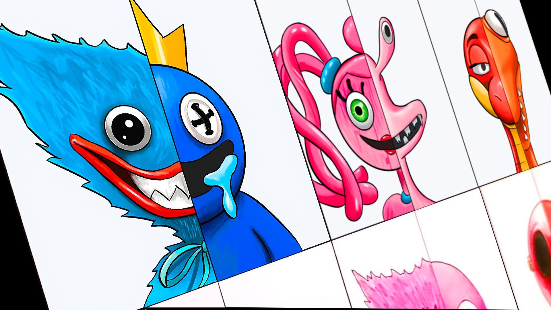 How To Draw Blue X Pink from Rainbow Friends - Roblox Drawing 