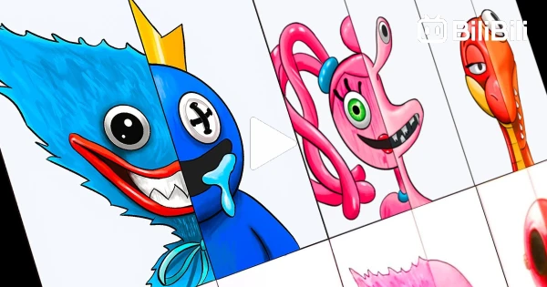 How To Draw Blue X Pink from Rainbow Friends - Roblox Drawing 