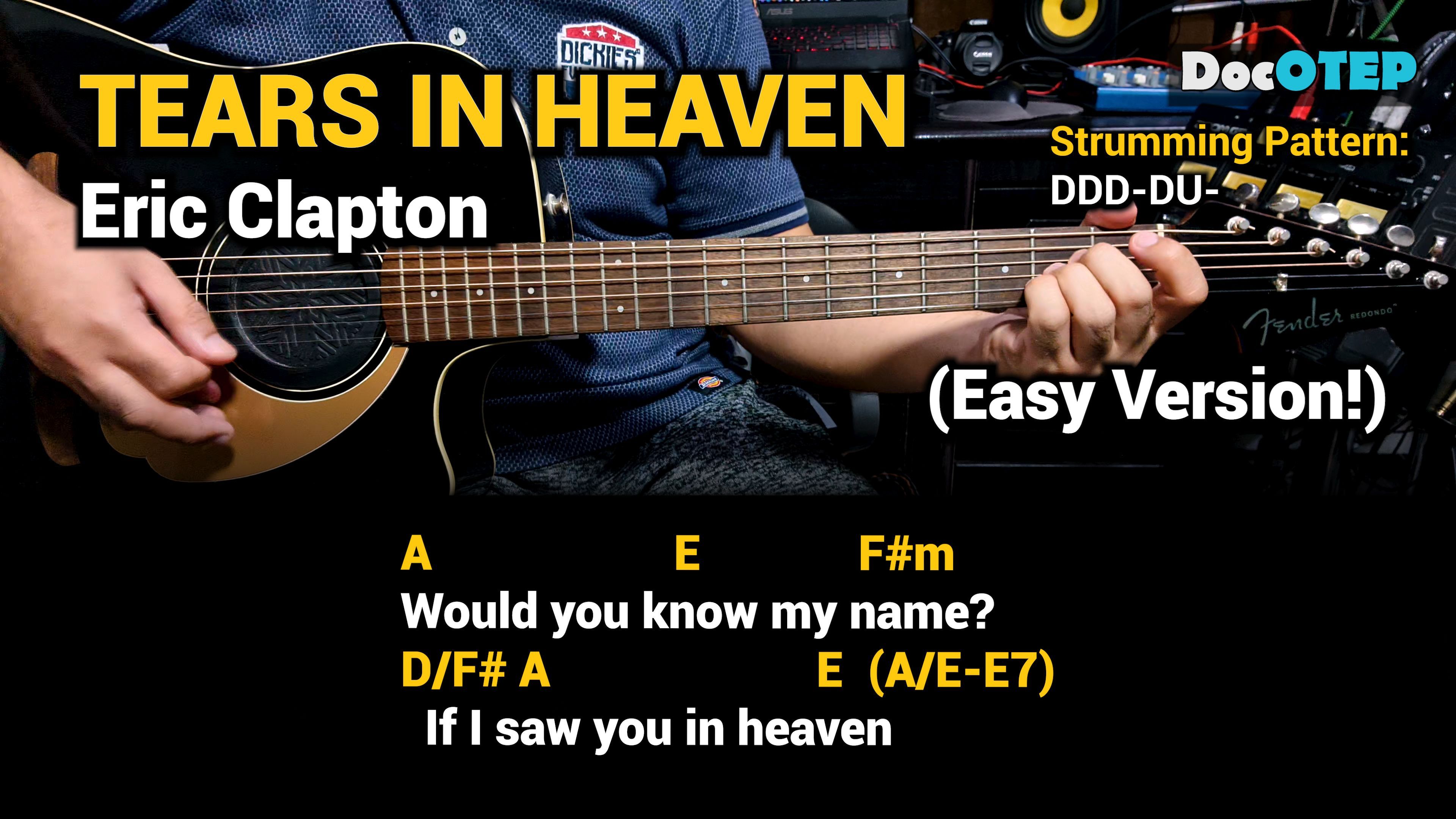 Song lyrics with guitar chords for Tears In Heaven - Eric Clapton  Guitar  acoustic songs, Guitar chords and lyrics, Easy guitar songs