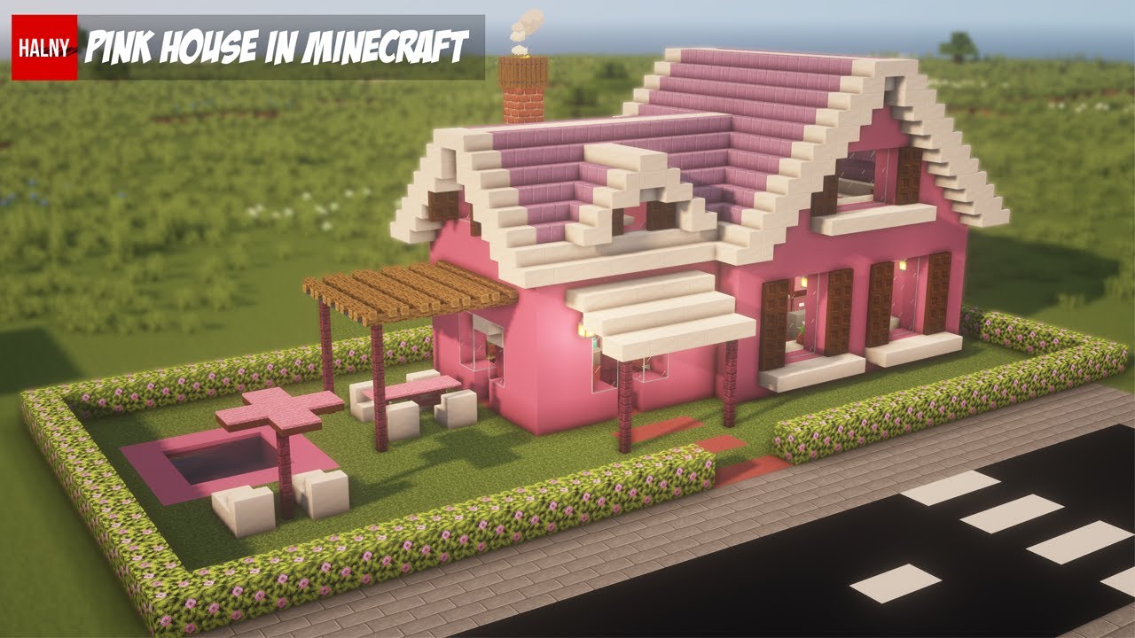 Pink Mansion  Minecraft houses, Cute minecraft houses, Minecraft