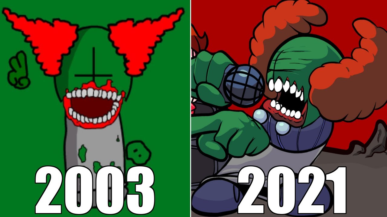 Evolution of Tricky the Clown Madness Combat in Games 2003-2021 