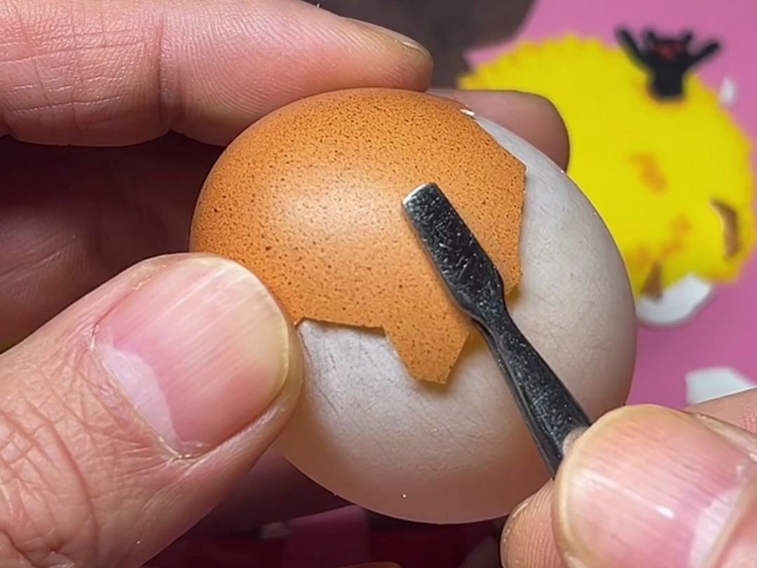The fun of peeling a raw egg! - BiliBili