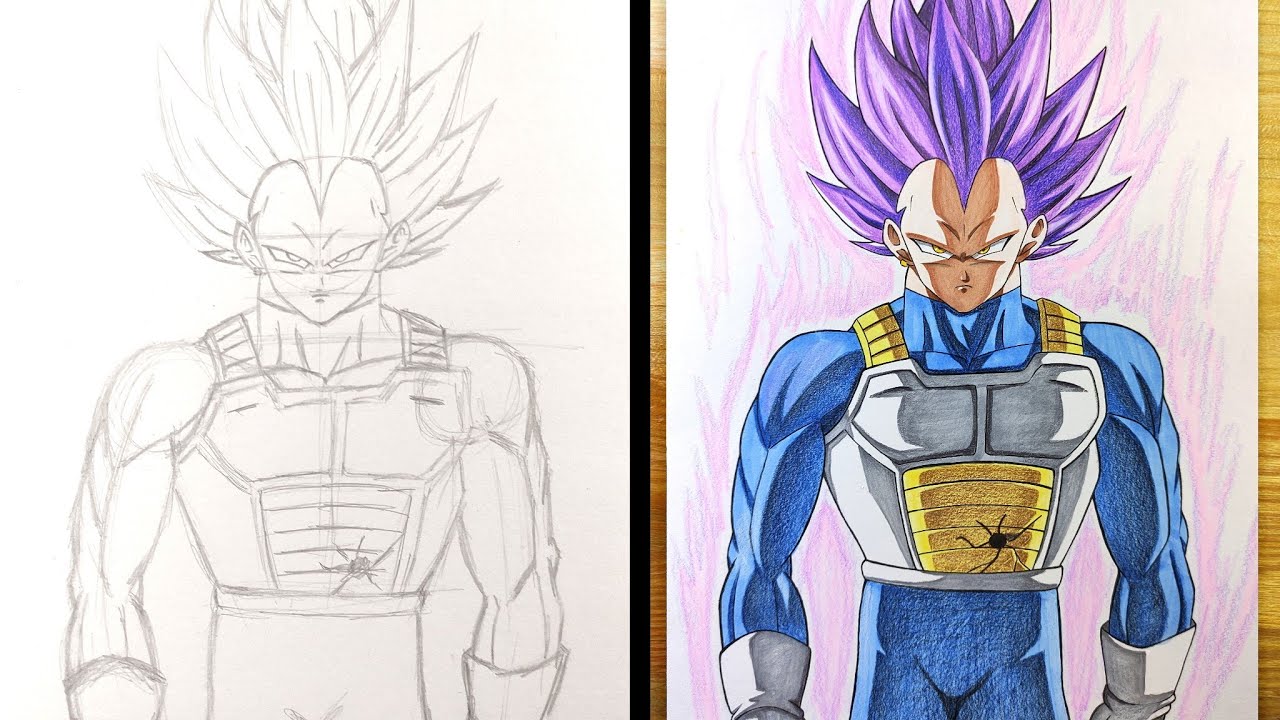 Drawing ✨VEGETA Ultra Ego✨ in 1 hour vs. 10 hours 😳😈 #vegeta