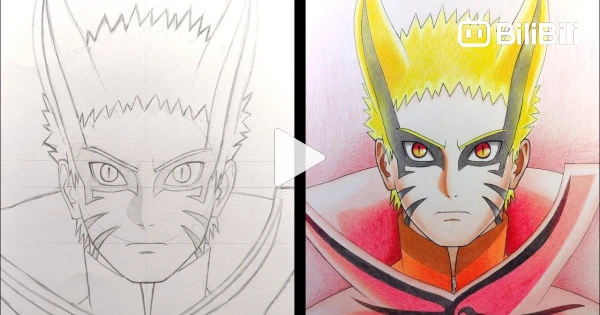 Easy anime sketch  how to draw naruto six paths sage mode half face easy  step-by-step 