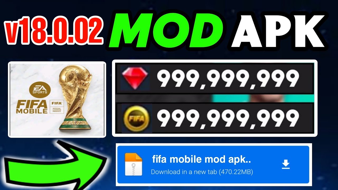 FIFA Mobile Soccer MOD APK v18.0.02 Gameplay  FIFA Mobile Soccer MOD MENU  APK (Unlimited Diamonds) - BiliBili