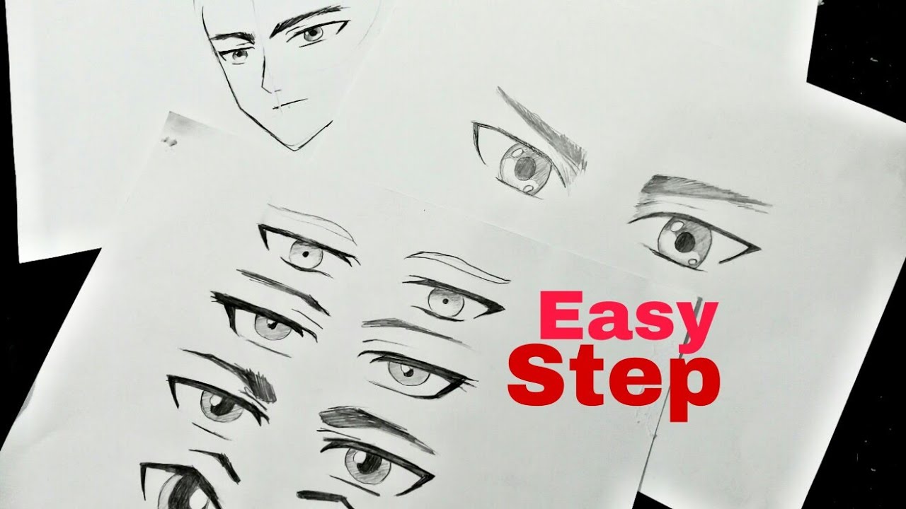 How to Draw Manga Eyes Man  Both Eyes  StepbyStep Pictures  How 2 Draw  Manga