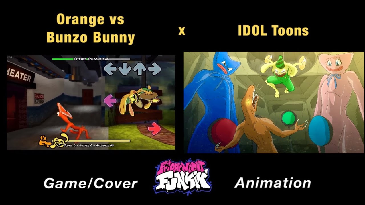 Bunzo Bunny VS Orange, Rainbow Friends x Poppy Playtime x FNF Animation