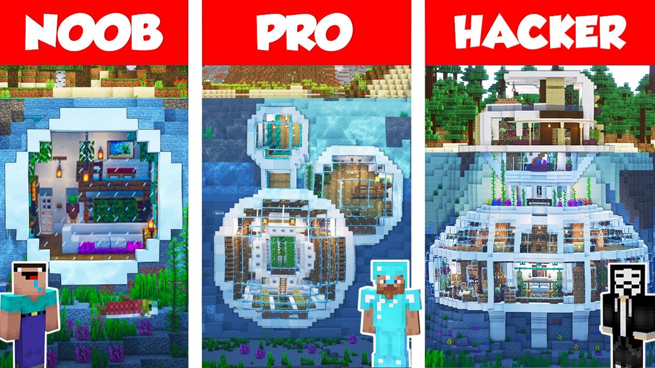 Minecraft NOOB vs PRO vs HACKER: AMONG US HOUSE BUILD CHALLENGE in