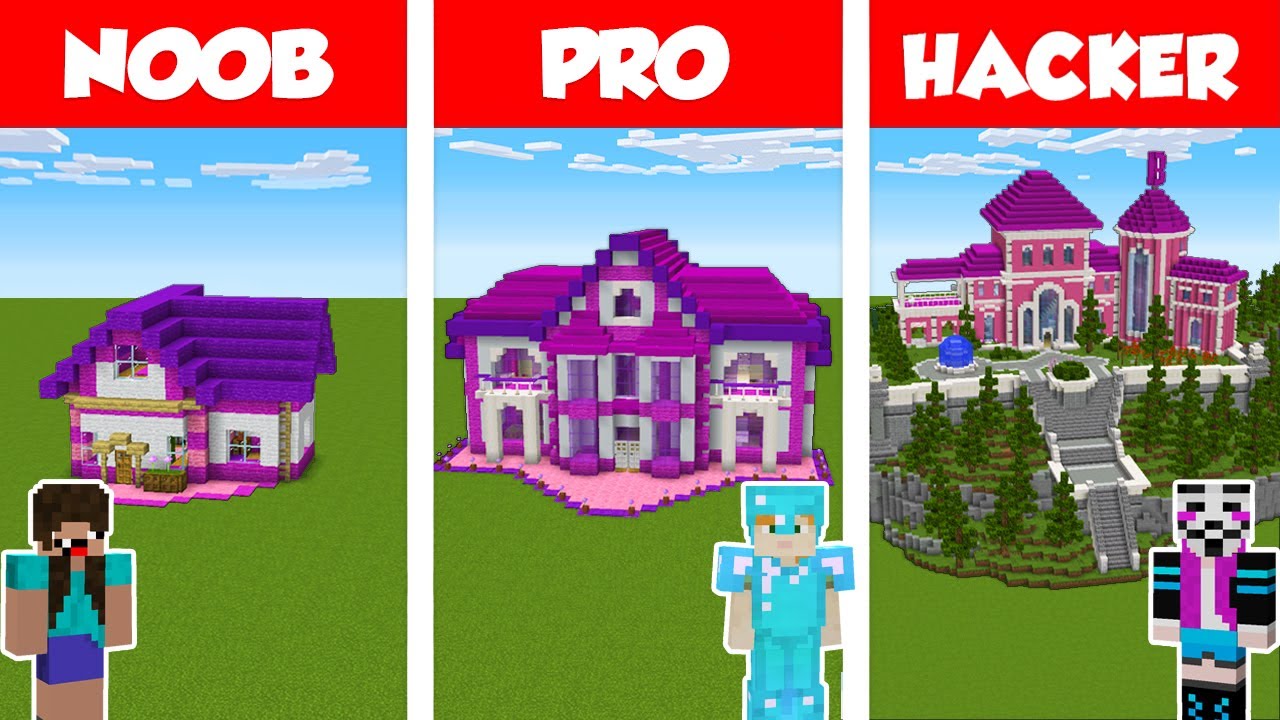 Minecraft NOOB vs PRO vs HACKER : FAMILY HOUSE CHALLENGE in minecraft /  Animation 