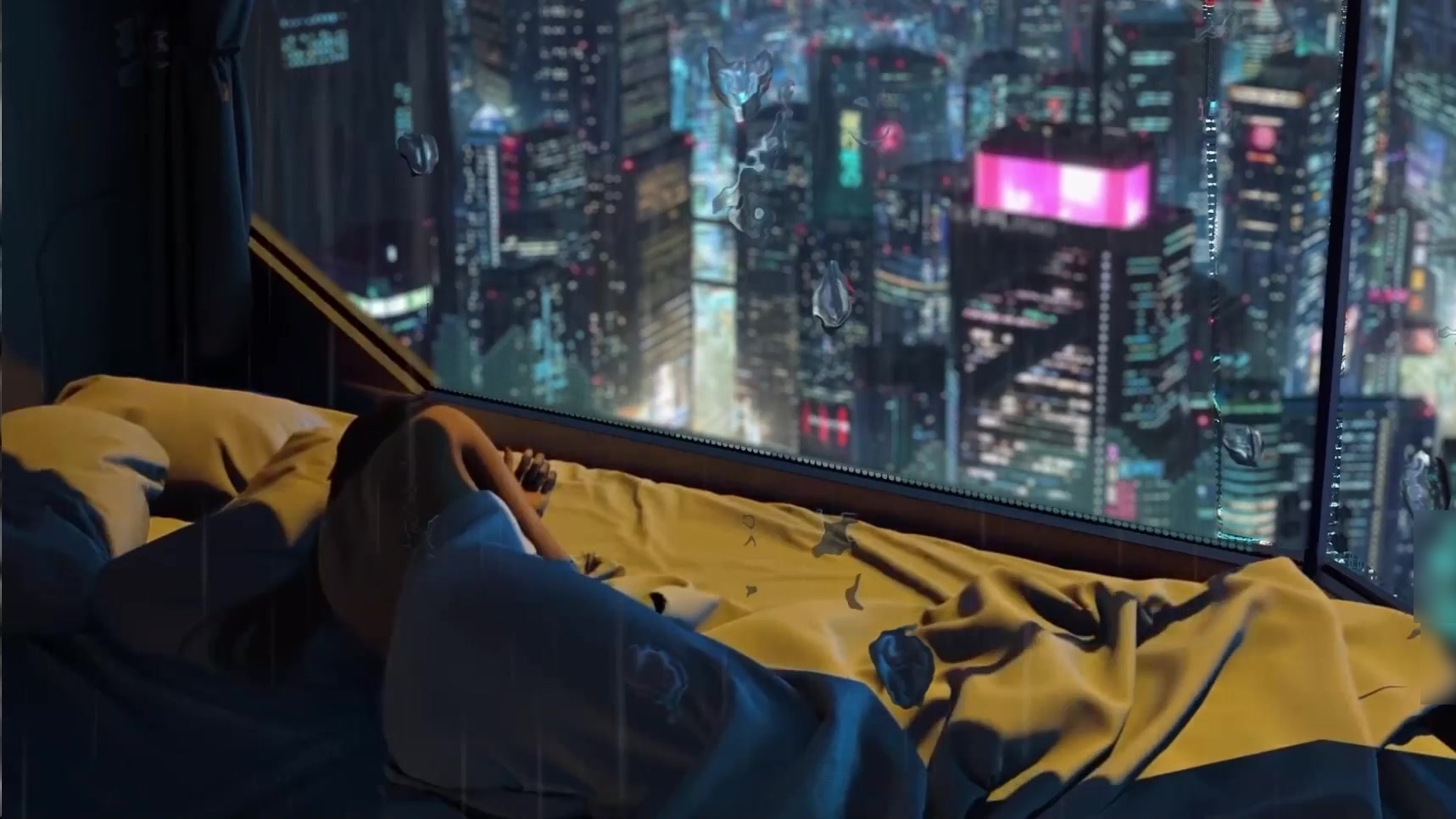 Video wallpaper 2AM Cyberpunk High Rise Apartment, Skeor