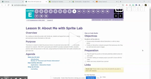 Lesson 9 Pt1 About Me with Sprite Lab - BiliBili