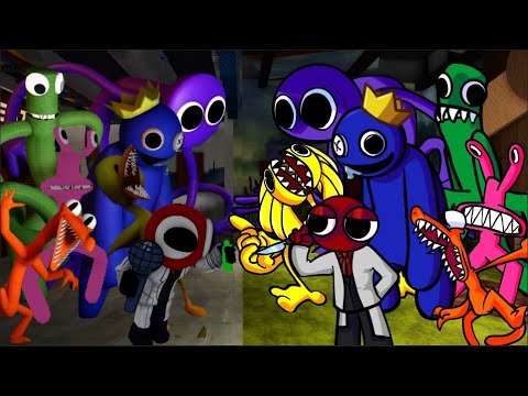 Friday Night Funkin: Raibow Friends 2D vs 3D (Red, Pink, Yellow Join) 