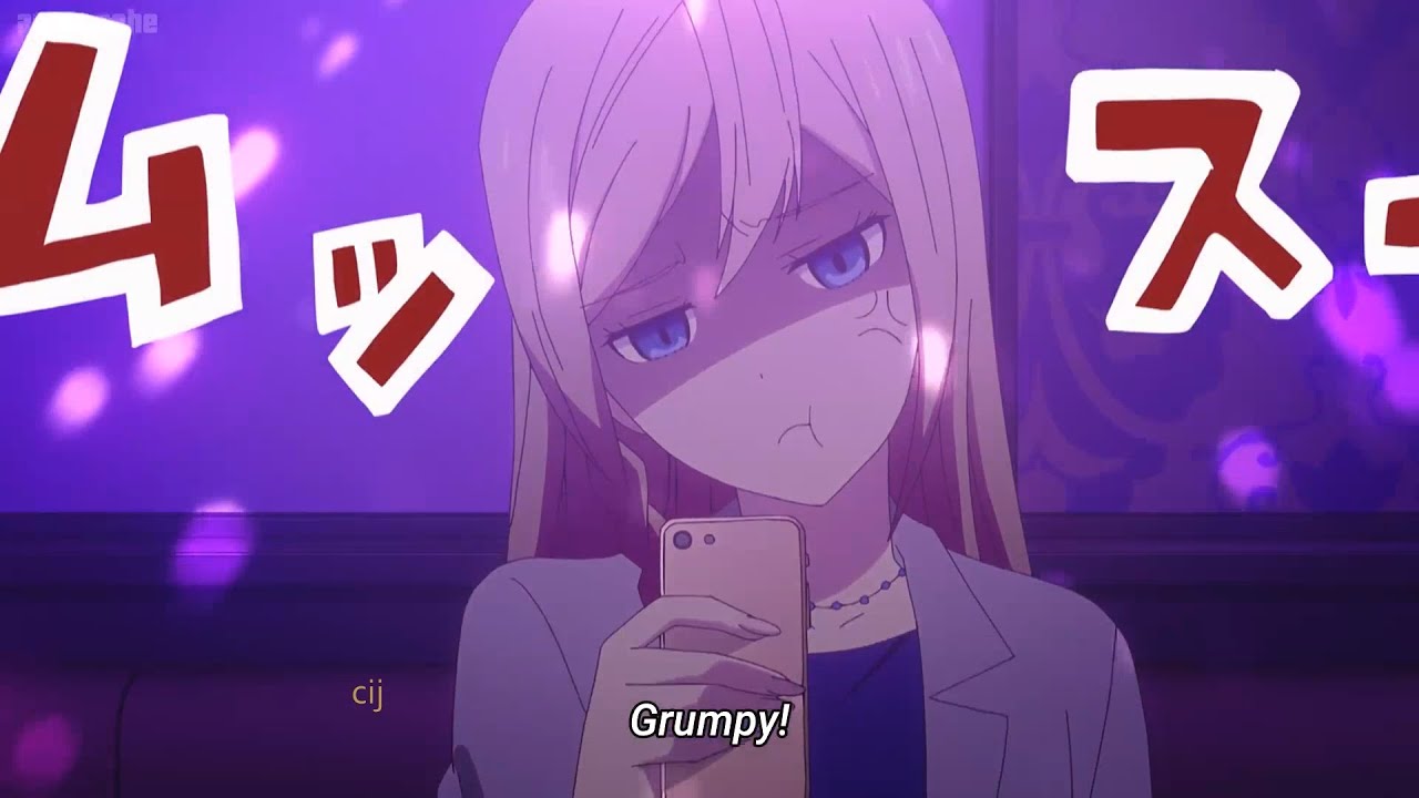 Grumpy modern anime girl with earphones Royalty Free Vector