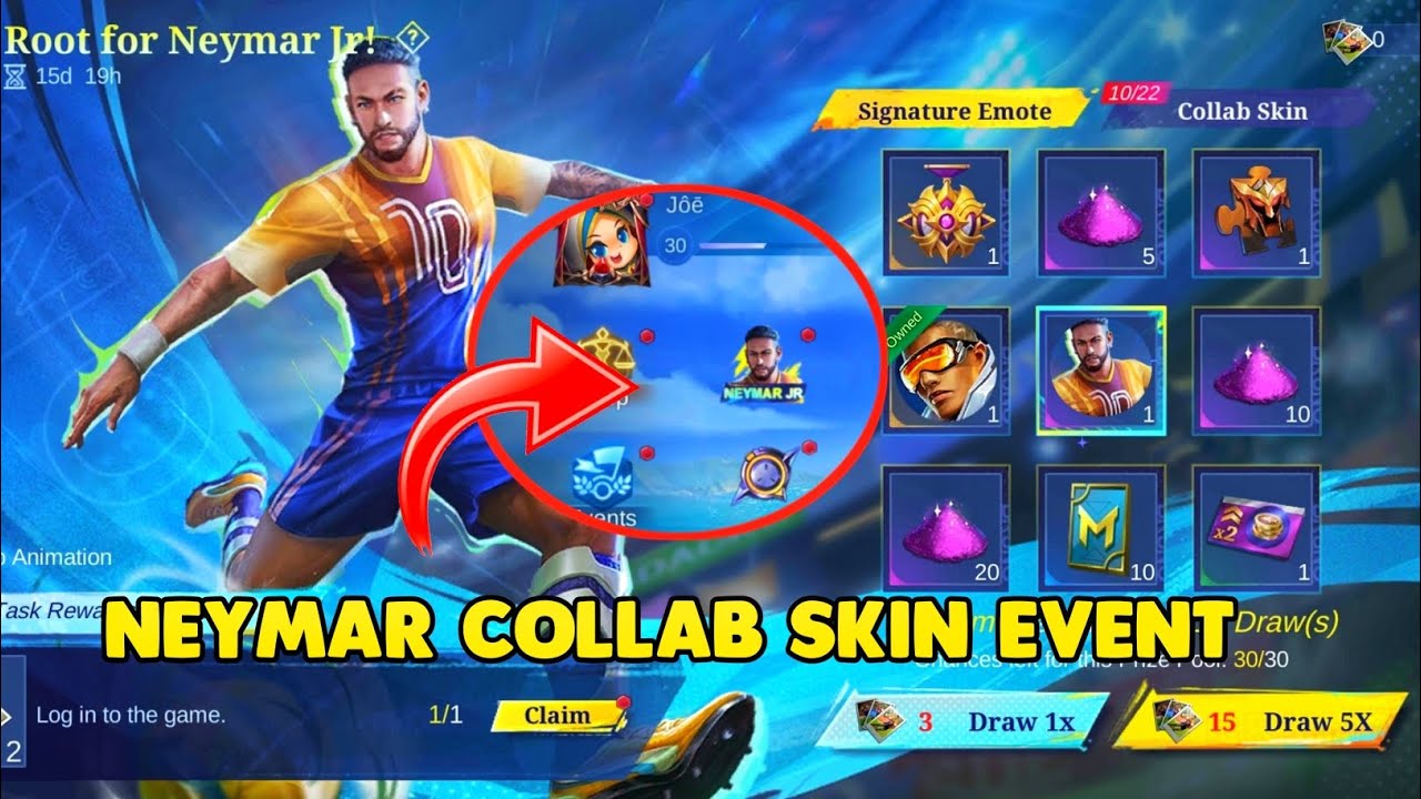 Mobile Legends: Bang Bang on X: MLBB X Neymar Jr Collab skin - Bruno  Neymar Jr will be available in the in-game event on 11/19! The special  event Root for Neymar Jr