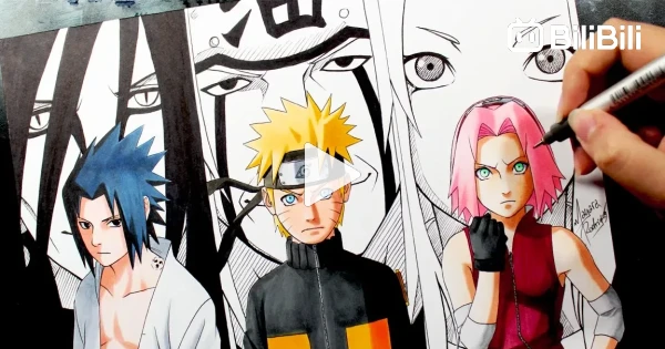 Sasuke, Naruto e Sakura + os 3 Sannin lendários ao fundo!! . #animescene  #animeindo #animegirlkawaii #desenho…