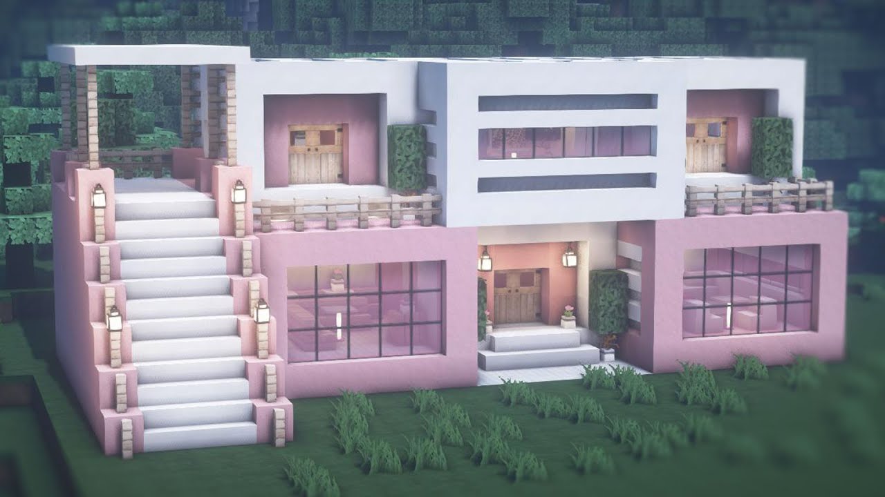 Pink Mansion  Minecraft houses, Cute minecraft houses, Minecraft