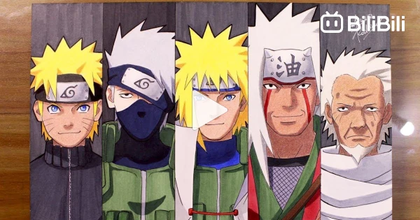 Drawing Naruto, Kakashi, Minato, Jiraiya and Hiruzen #NARUTUBRO 