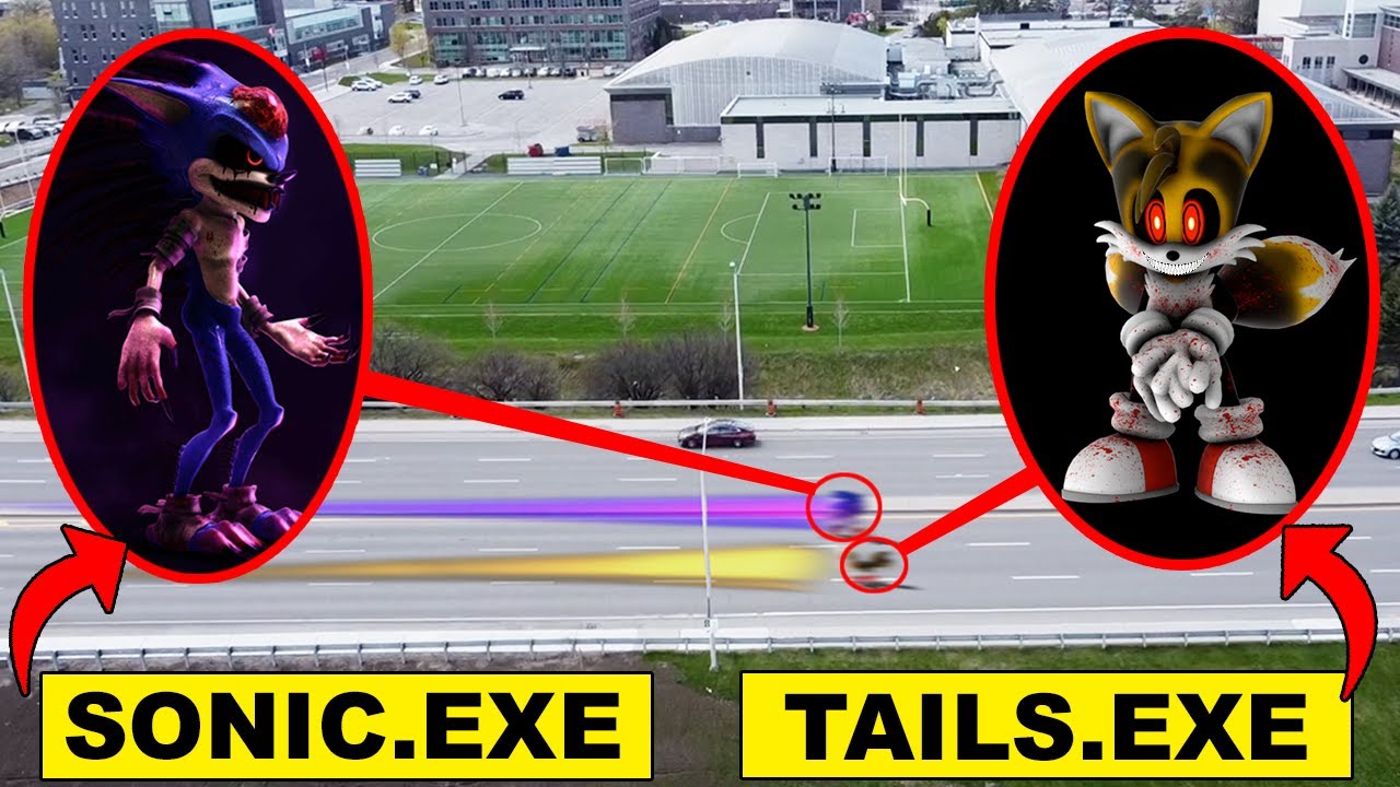 DRONE CATCHES TAILS.EXE AND SONIC.EXE RACING ON A HIGHWAY!