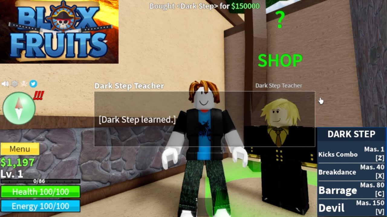 Lvl1 Noob gets DARK STEP, Reaches 2nd Sea, Bloxfruits