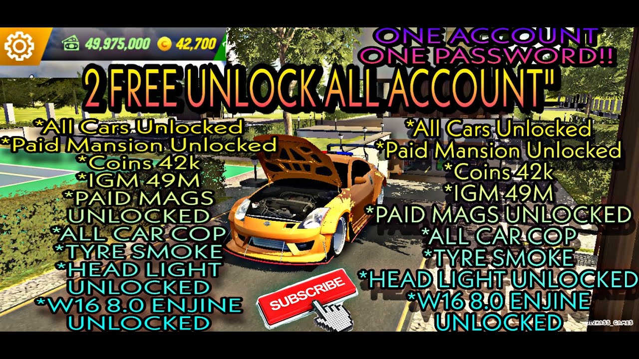 50+ Car Parking Multiplayer Free Accounts and Passwords