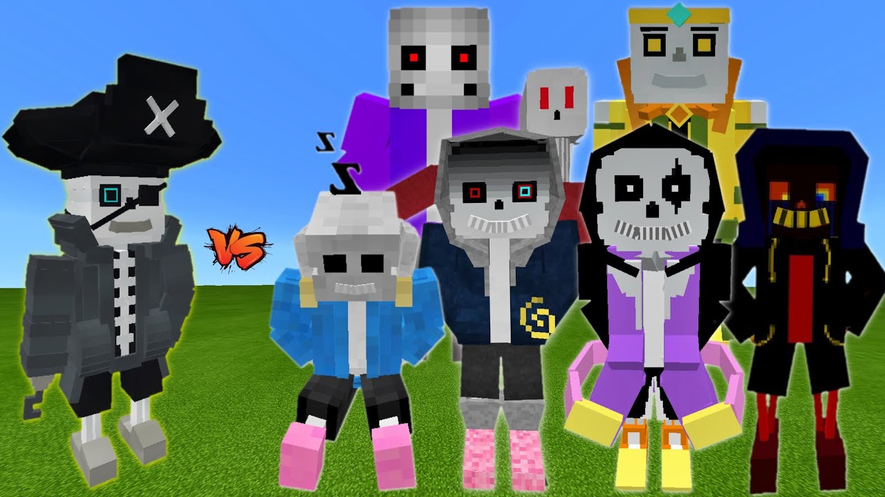 Undertale (HabiRGB) VS Undertale (Herodrine Pro124)(Dust Sans, Epic Sans,  Dreams Sans) Minecraft PE 