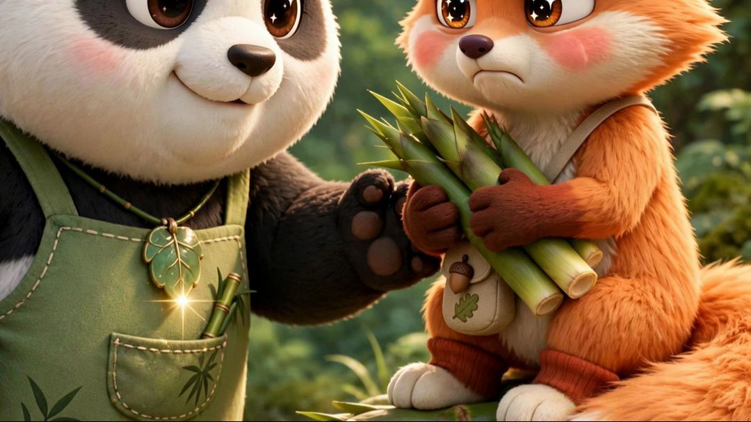 Baby Panda Shares Bamboo With Grumpy Fox Cub! 🐼🦊 | Ko-Ko & Pip - BiliBili