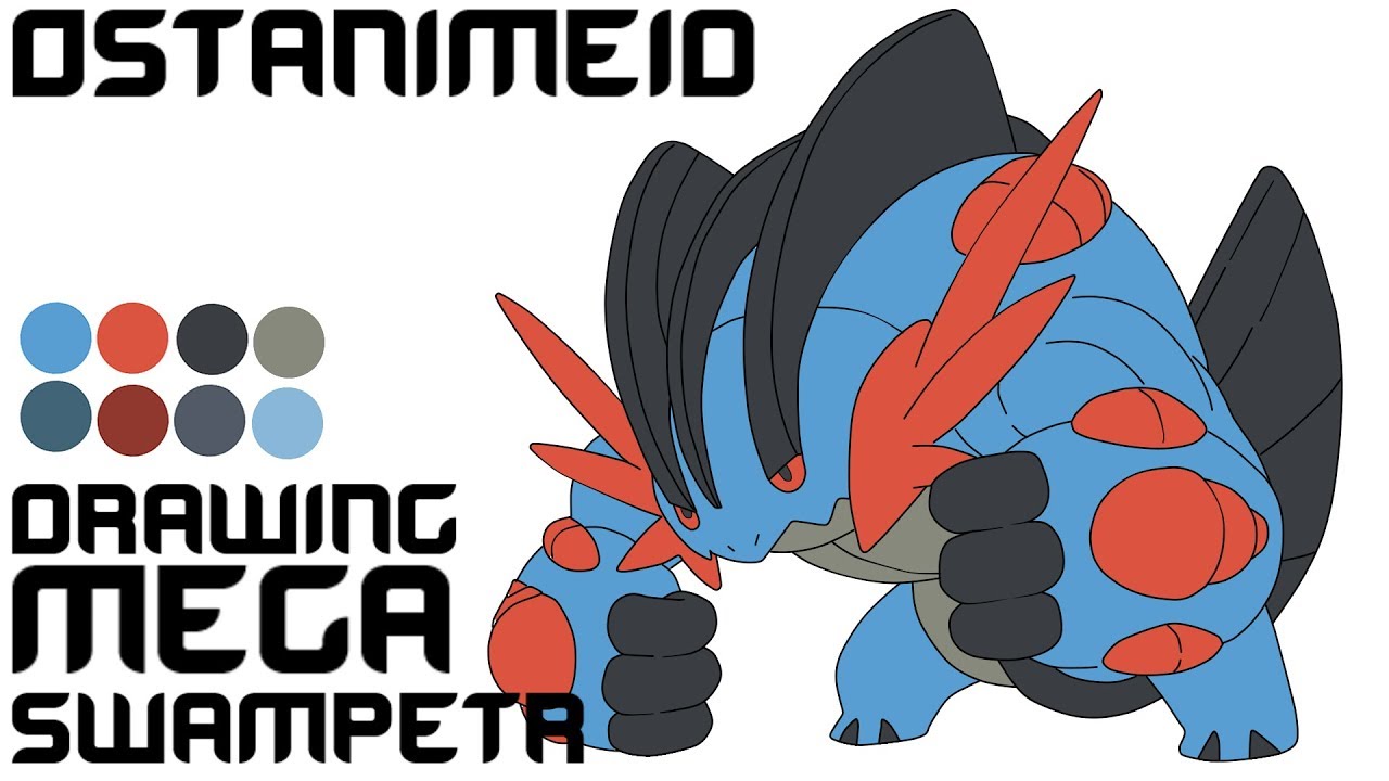 Tutorial de Desenho Mega Swampert + Ash + Cena do Anime