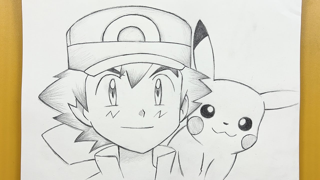 Nice drawing of Pikachu and Ash by @juan in ash drawing with pikachu  collection - ClipartXtras | Pikachu drawing, Pikachu art, Pokemon sketch