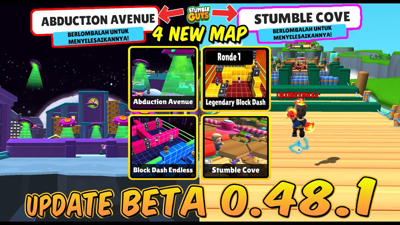 Stumble Guys NEW UPDATE 0.48.1  Stumble Cove, Abduction Avenue, Legendary Block  Dash Endless - BiliBili