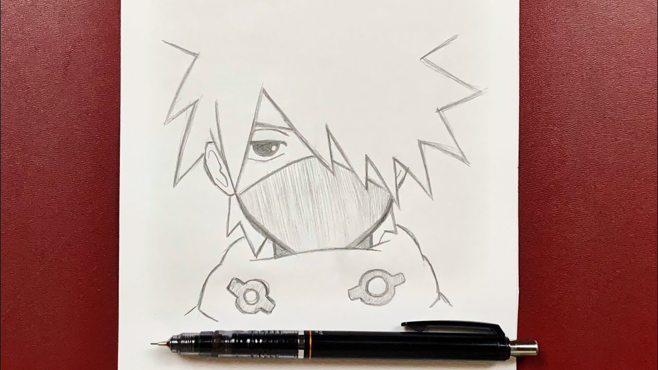 Easy anime drawing, How to draw kakashi Hatake step by step